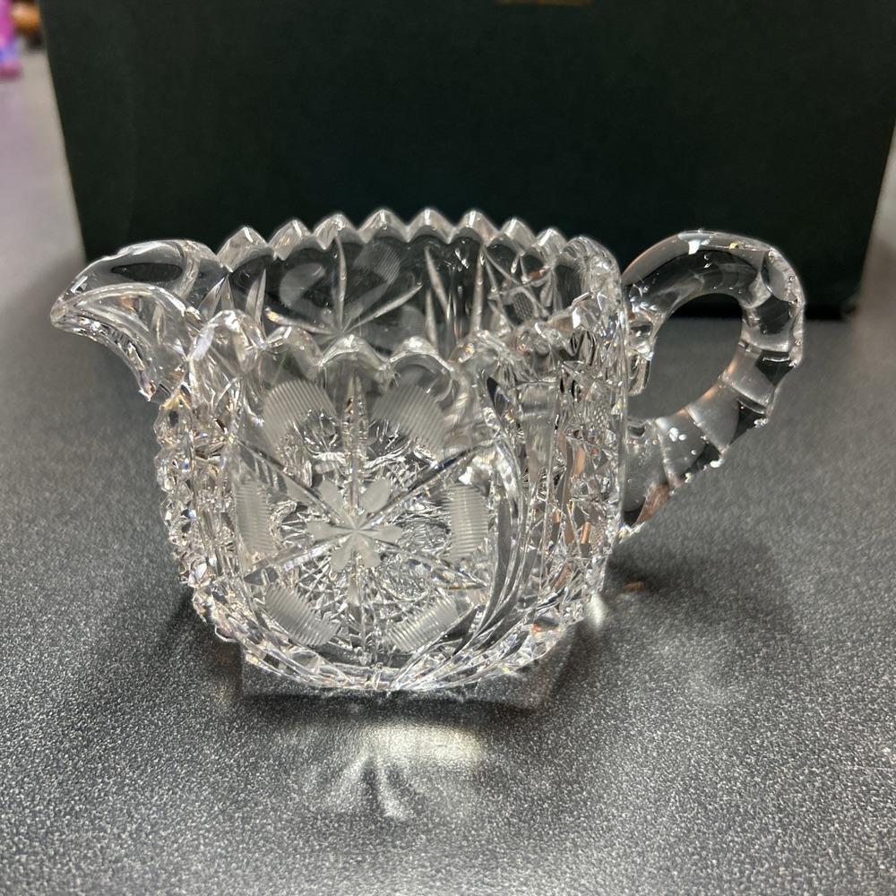American Brilliant Period Cut Crystal Glass Sugar & Creamer c1900 antique - Picture 5 of 9
